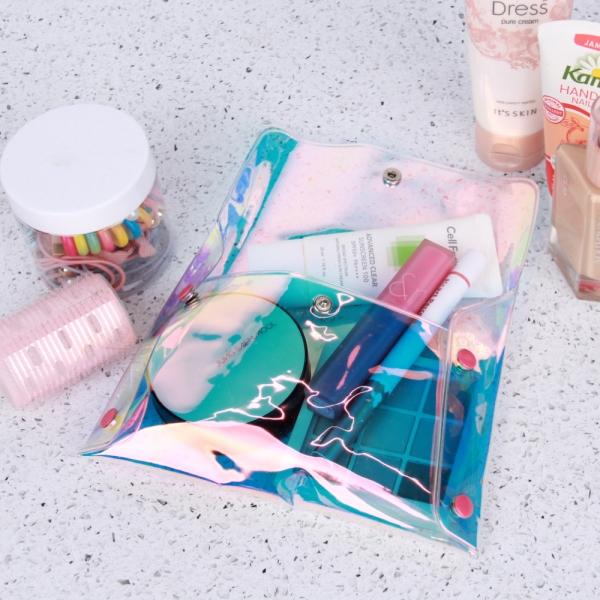 똑딱이 홀로그램 PVC 파우치 대