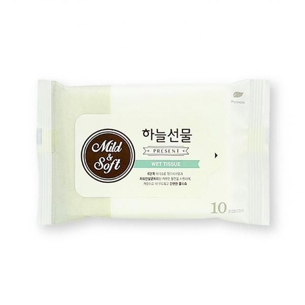 하늘선물물티슈(10매 리필) 휴대용 소형 파우치형 아기 유아 판촉 홍보