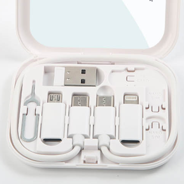 케이블 키트 USB 멀티 휴대용 거울형 스마트 파우치 포켓 다기능 충전 데이터 전송 여행용 올인원 스마트폰