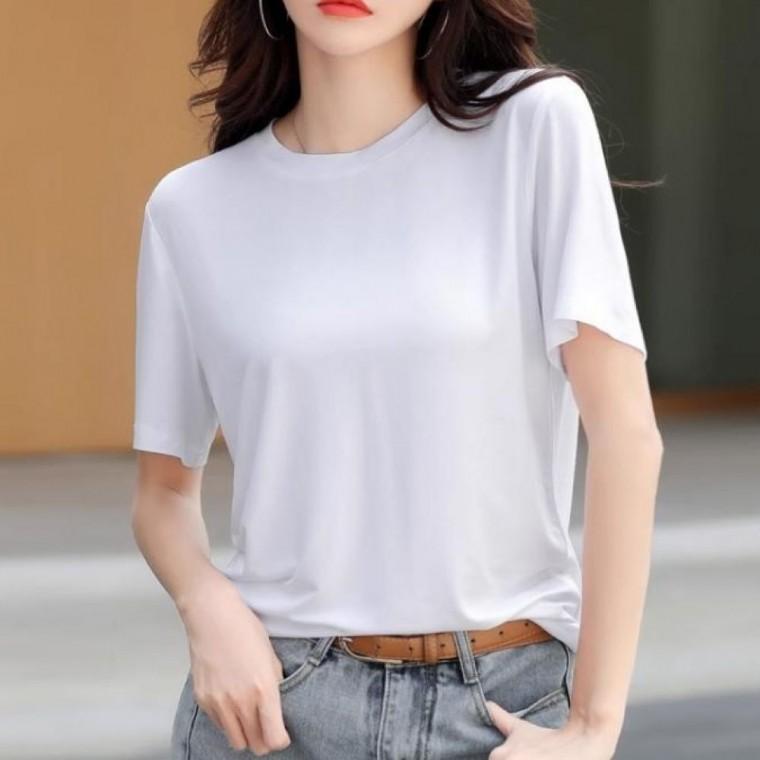 여자 여성 여름 시원한 무지 티셔츠 쿨링 스판 텐셜 빅사이즈 라운드 반팔티