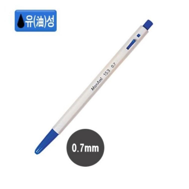 모나미)153볼펜(0.7mm/청)-다스(12개입)