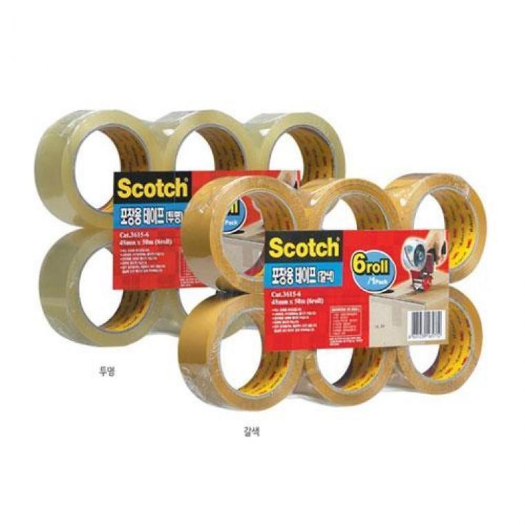 3M)포장용테이프(3615-6/투명/48mmx50m/6개입)
