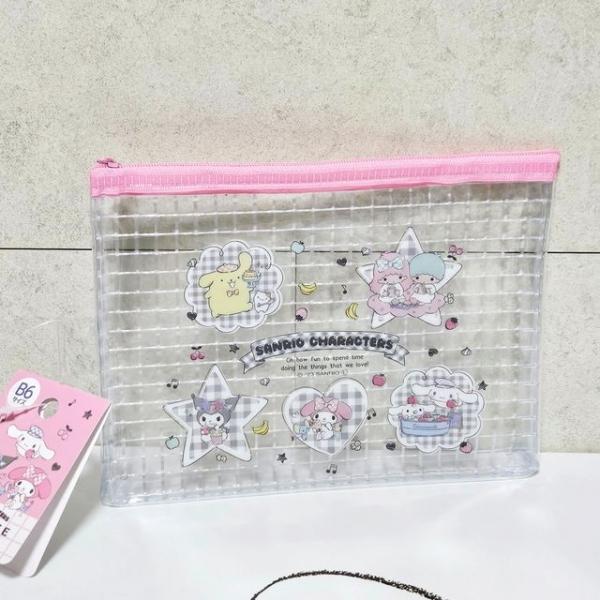 PVC 격자 파우치 B6 (핑크)