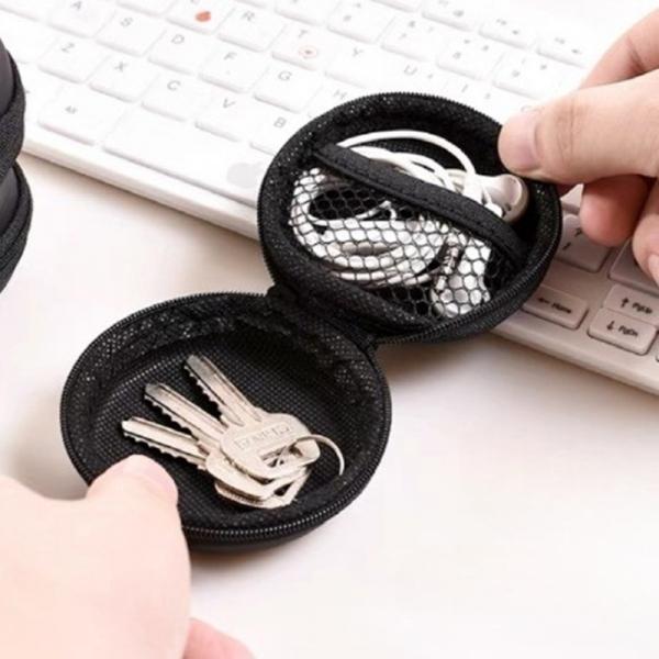 미니 충전기 usb 이어폰 보관 파우치 케이스 원형