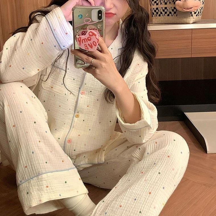 여자 긴팔 캐주얼 파자마 홈웨어 잠옷세트 유행