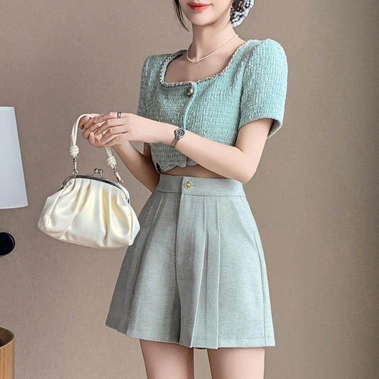 G126907 치마반바지 주름정장바지 반바지슬렉스 숏팬츠
