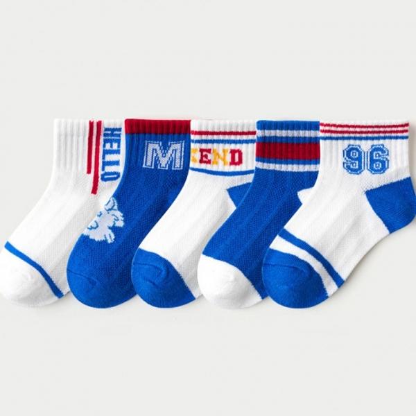 아동양말 신상 블루M96 중목 5족세트