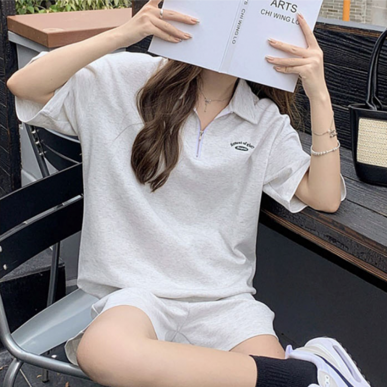 여자 여름 데일리룩 카라 트레이닝복 세트 츄리닝
