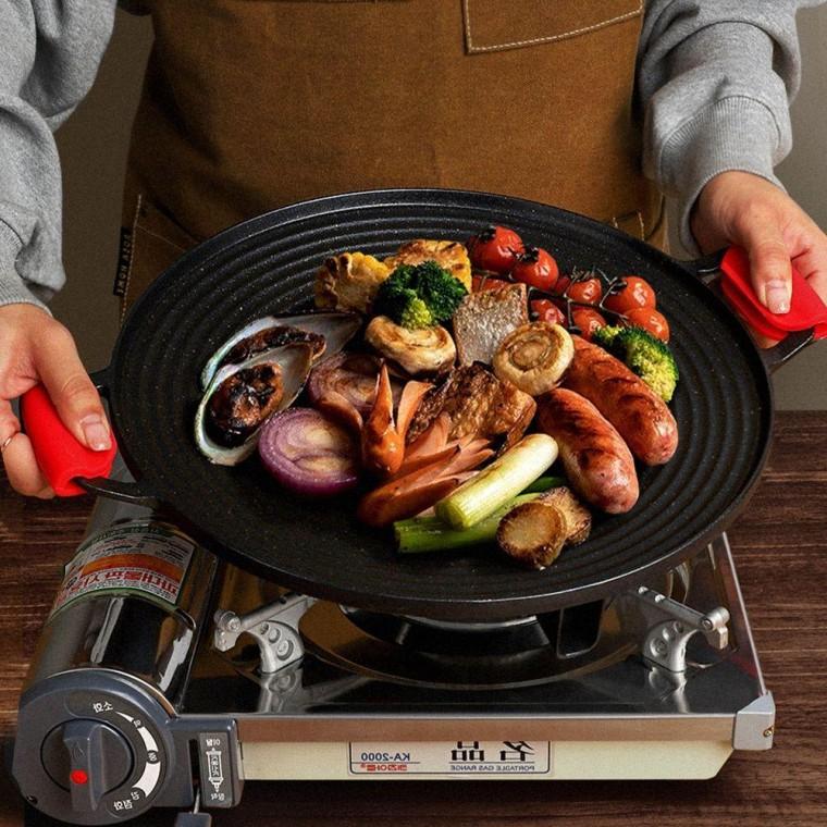 고기불판 코팅 그릴팬 그리들 원형 가방세트 32cm