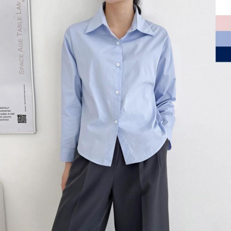 여성 사계절 데일리 베이직 무지 긴팔 남방 셔츠