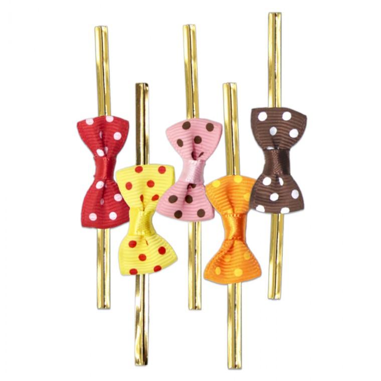 빵끈타이리본-땡땡이 (약100개) 빵포장 선물포장 리본타이 칼라혼합