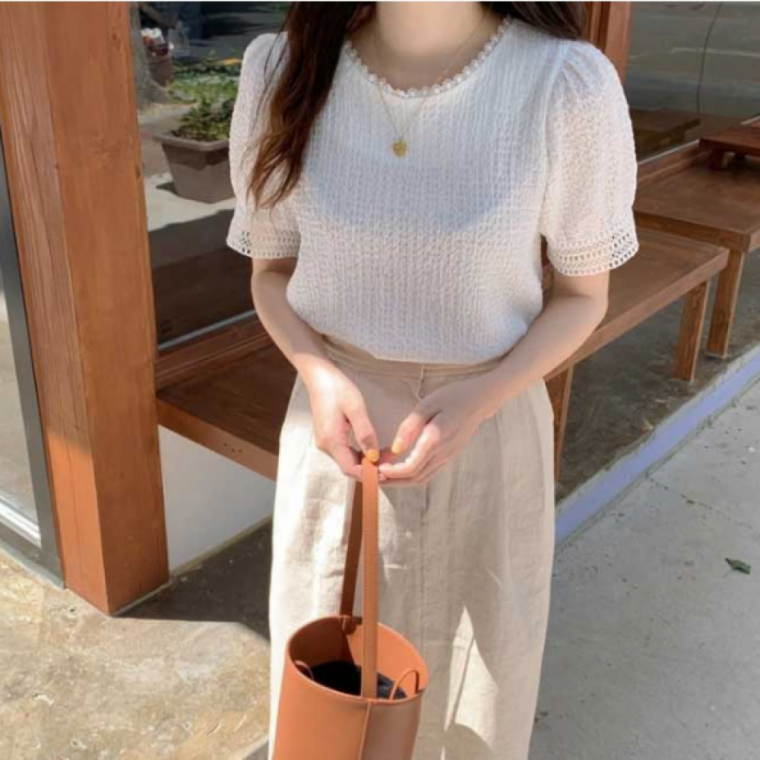 여성 봄 여름 반팔 데일리 캐주얼 출근 블라우스 코디