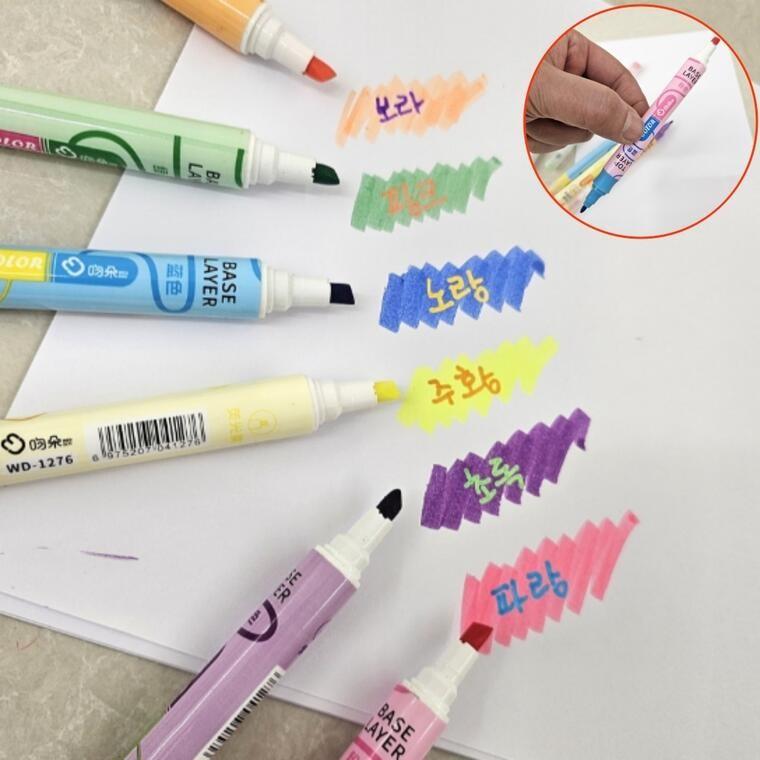 양면 형광펜 세트 필기구 마커 학생 사무용 메모 강조 컬러링 라인 포인트