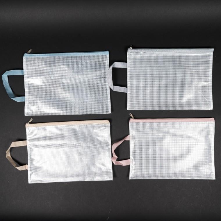 A4 손잡이 PVC 파우치 메쉬 책 a4 서류