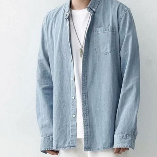 데님 셔츠 포켓 루즈핏 오버핏 간절기 캐주얼 남성