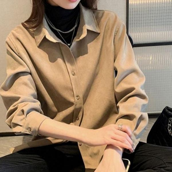 카라 셔츠 블라우스 골지 여성 골덴 남방