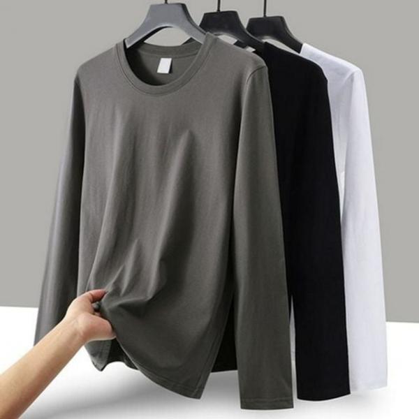 팔 긴 봄가을 베이직 남성 무지티셔츠 티셔츠 데일리 루즈핏