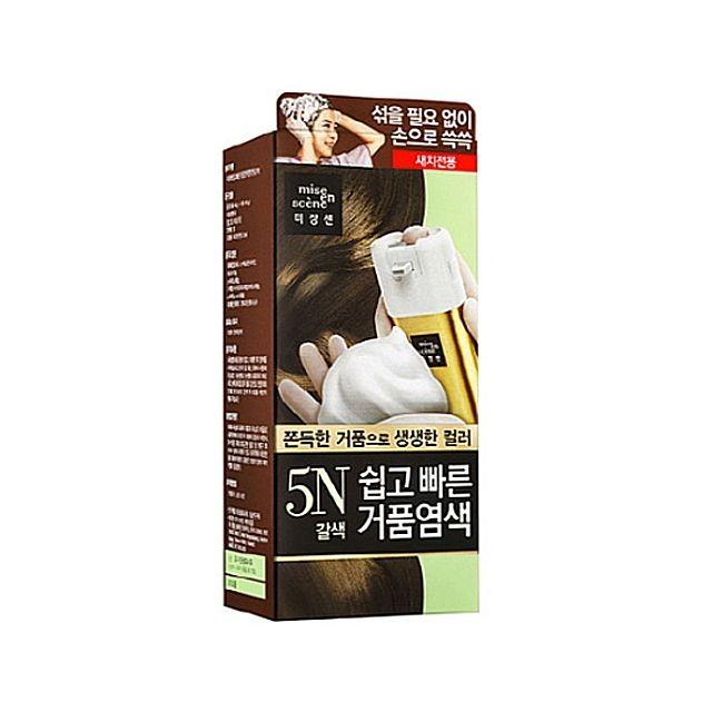 거품 염색 5N 갈색(새치 전용) 염색약 커버 흰머리 모발 헤어 미장센 쉽고 빠른