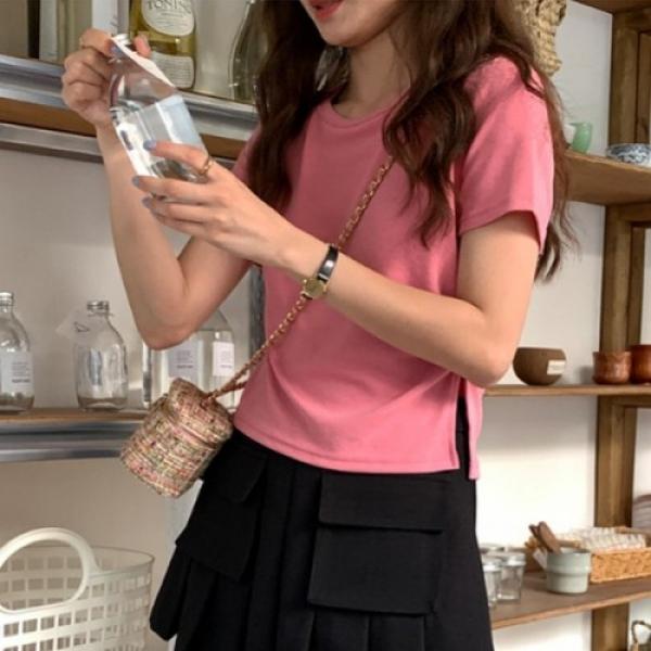 셔링 트임 포인트 텐션 티셔츠
