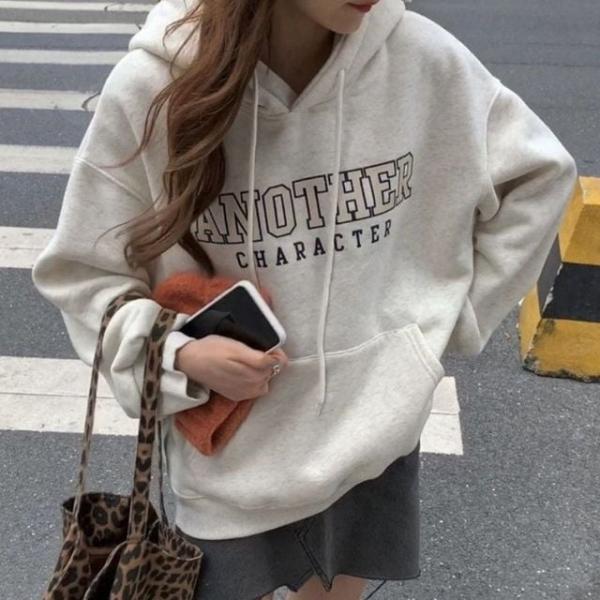 기모티셔츠 여자가을후드 데일리맨투맨 긴팔티 오트밀