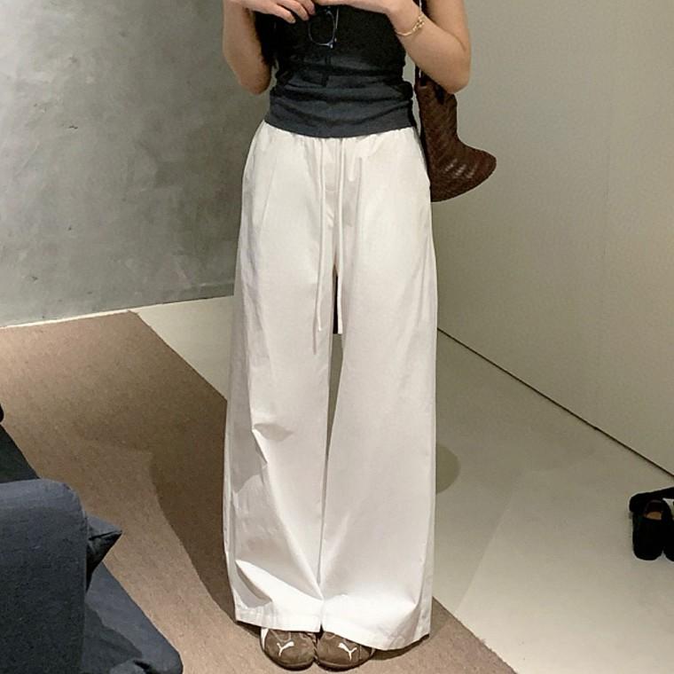 와이드 바지 스트릿 데일리룩 팬츠 유행 여자 밴딩