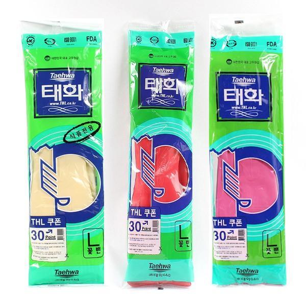 태화 고무장갑 꽃밴 대 L 분홍 빨강