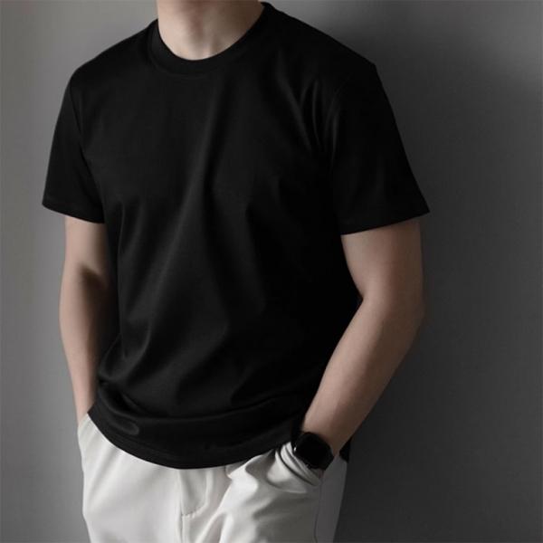 편안 캐주얼룩 심플 반팔티셔츠 오버핏 라운드 반팔티