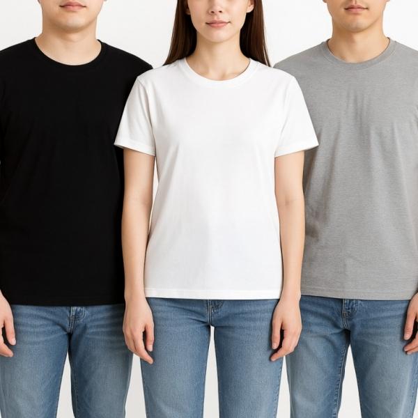 국산 기본 무지 순면 30수 반팔 티셔츠 사이즈(110) 흰티 라운드 남녀공용 면티 데일리티 이너티 여성 남자