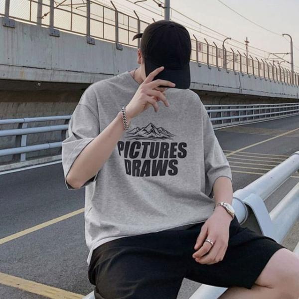 남성 반팔티 2컬러 1P 프린팅 캐주얼 반팔 티셔츠