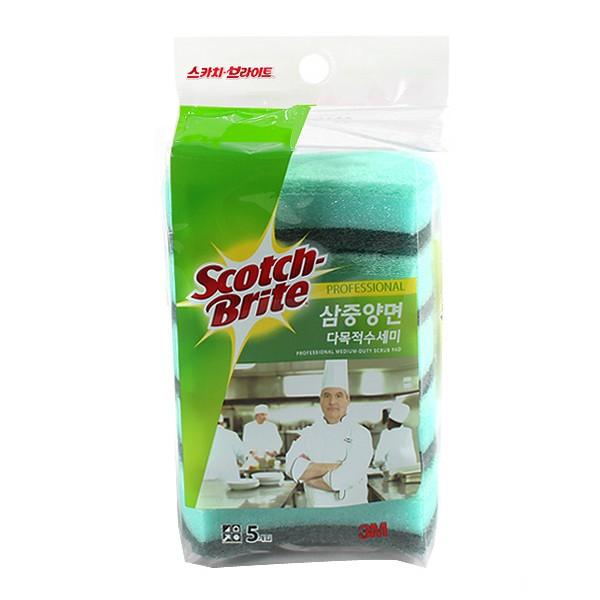 3M 스카치브라이트 삼중양면 다목적수세미 5p MD100DB