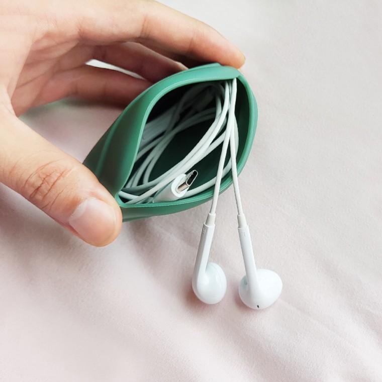 젠나나 실리콘 이어폰 케이스 유선 무선 이어폰 파우치 충전선 충전기 usb 꼬임방지 엉킴방지 가방 보관함