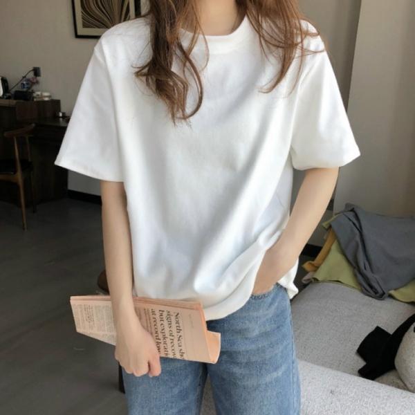 여자 베이직반팔티 5부 무지 면 반팔 티셔츠 반팔티 9컬러 흰색