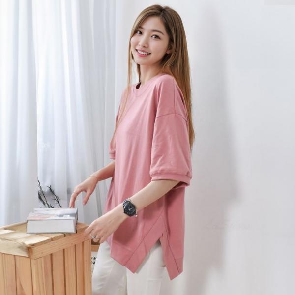 루즈핏 반팔 맨투맨티 실켓 라운드넥 무지 롱 티셔츠 얇은 맨투맨