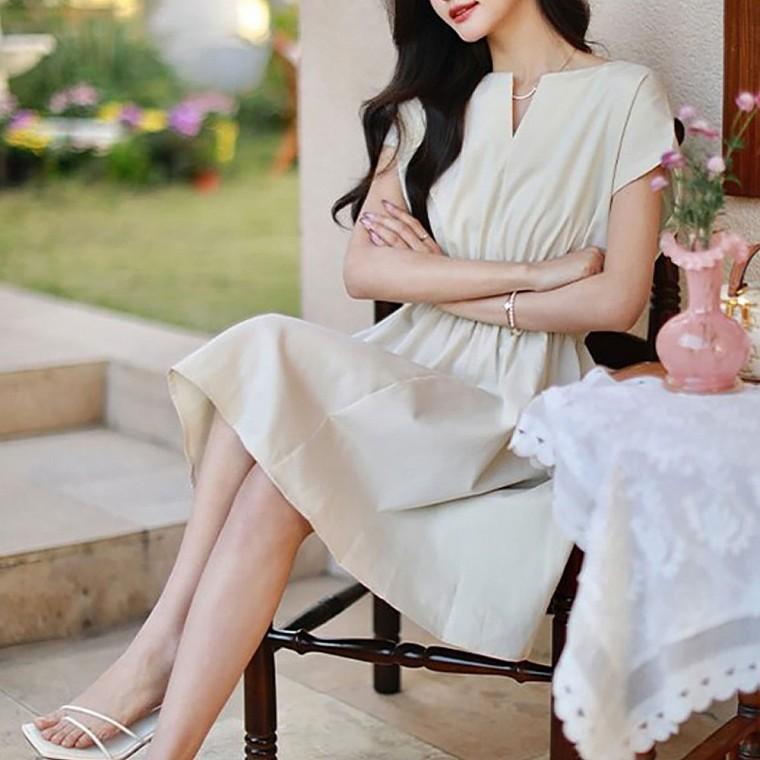 데이트룩 하객룩 민소매 여자 고급 허리밴딩 원피스