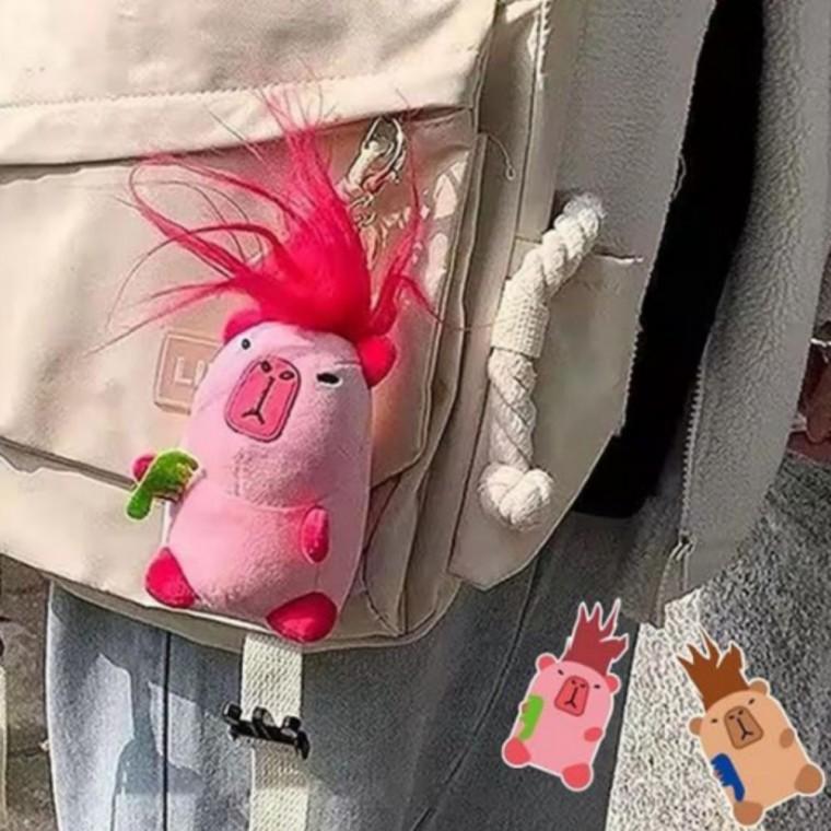 장발 카피바라 키링 가방고리 긴머리 (낱개) 랜덤발송