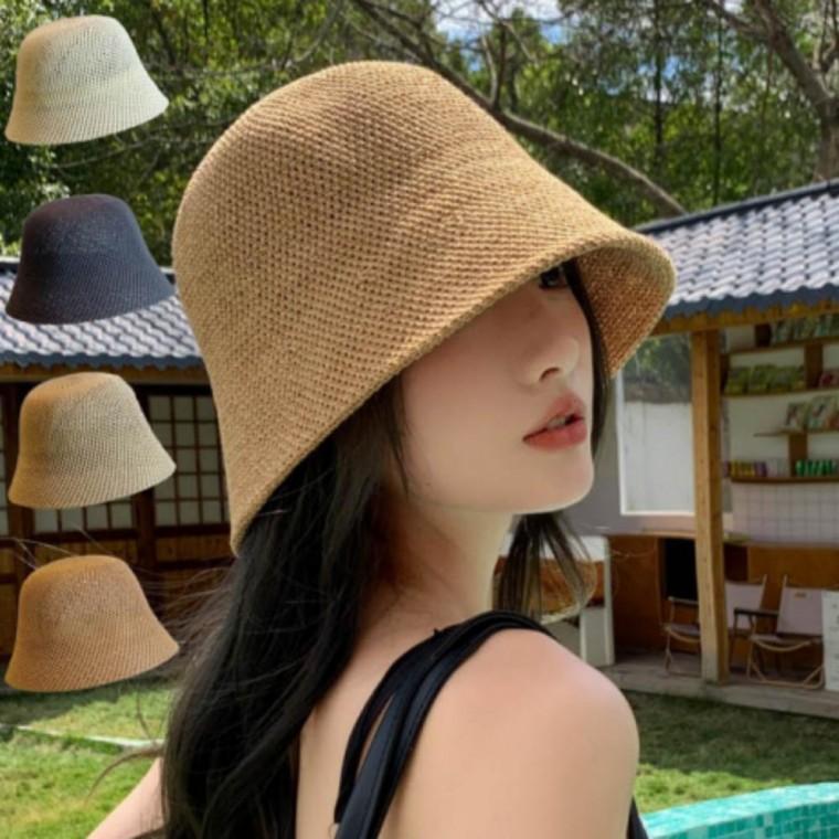 여성 빈티지 캐주얼 짜임 양동이 벙거지 버킷햇 모자