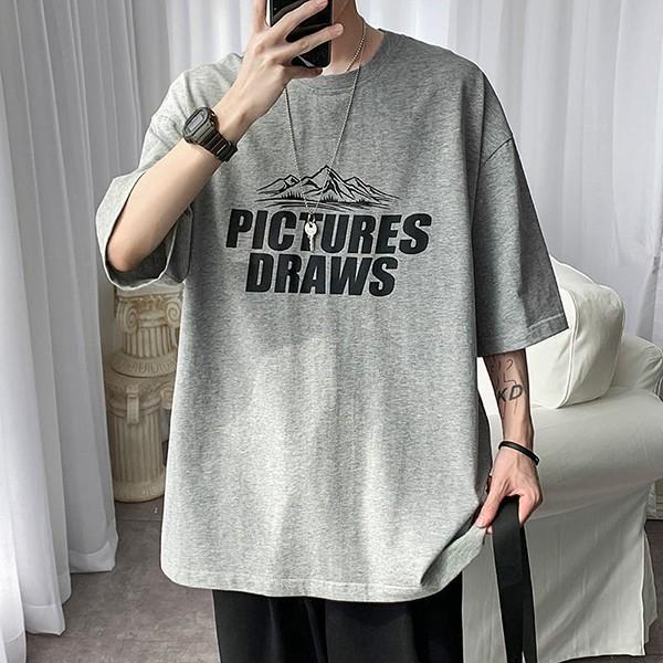 남성 3컬러 프린팅 오버핏 반팔 티셔츠 IS-TS14