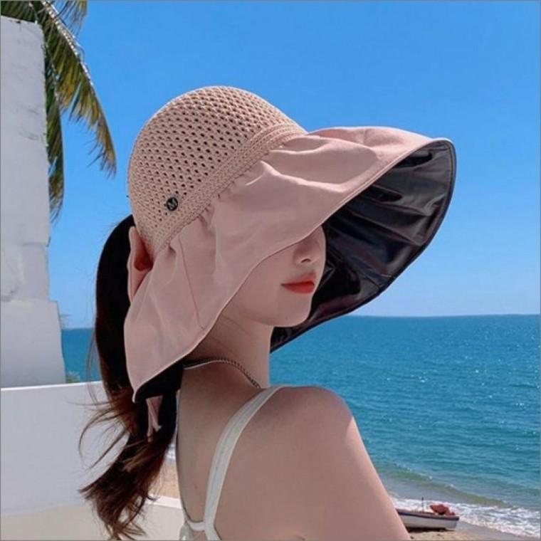 넓은챙 왕골모자 챙모자 선커버 리본 썬캡 모자 자외선차단 햇빛가리개 모자