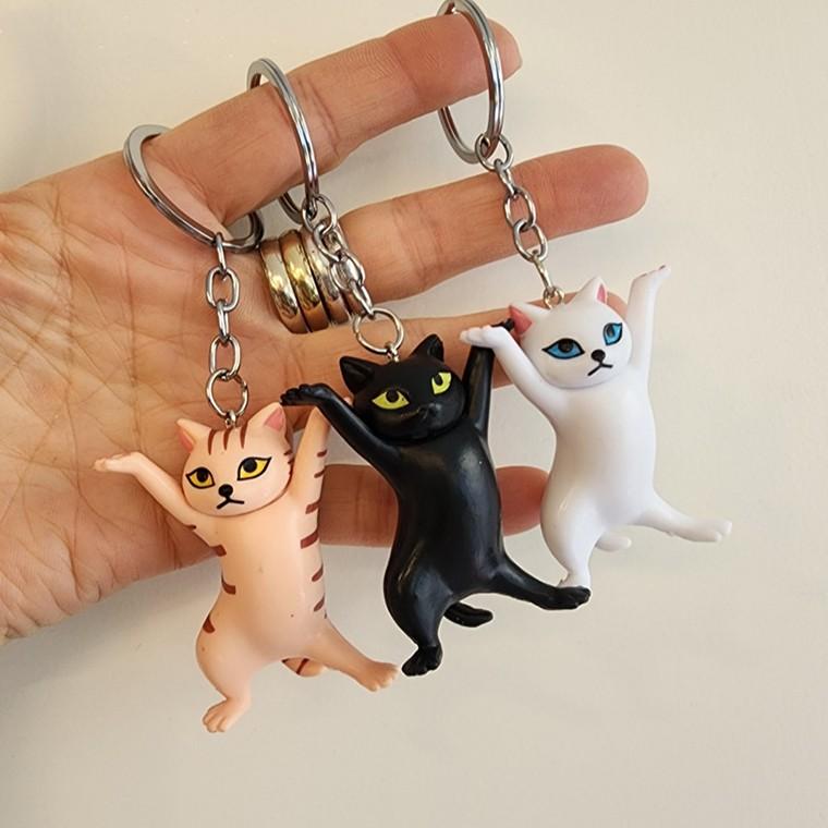 3컬러 고양이 장식 키홀더