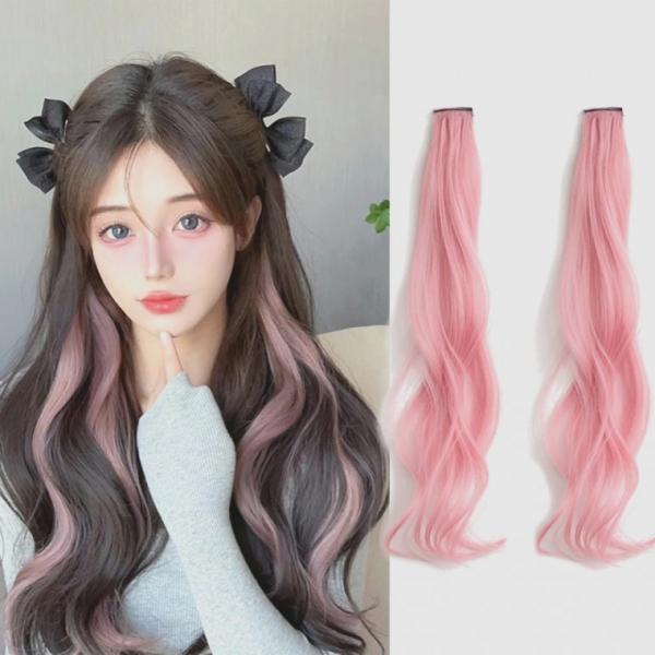 할로윈 브릿지 똑딱이 부분가발 (벚꽃핑크)