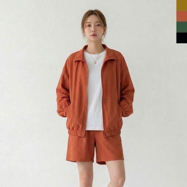 여성 몸에 달라붙지 않는 시어서커 쿨 썸머 바람막이 자켓 점퍼 아웃도어 여행 점퍼
