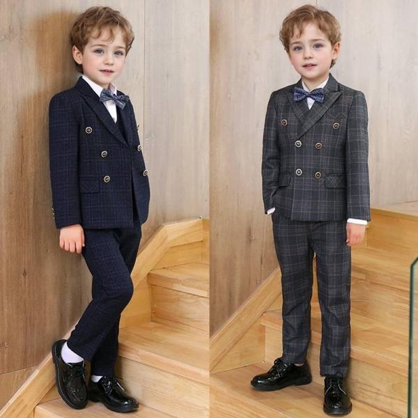 에단 브레스티드 체크패턴 정장 턱시도 풀세트(자켓