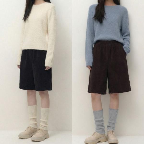 융털기모 코듀로이 A라인 버뮤다팬츠