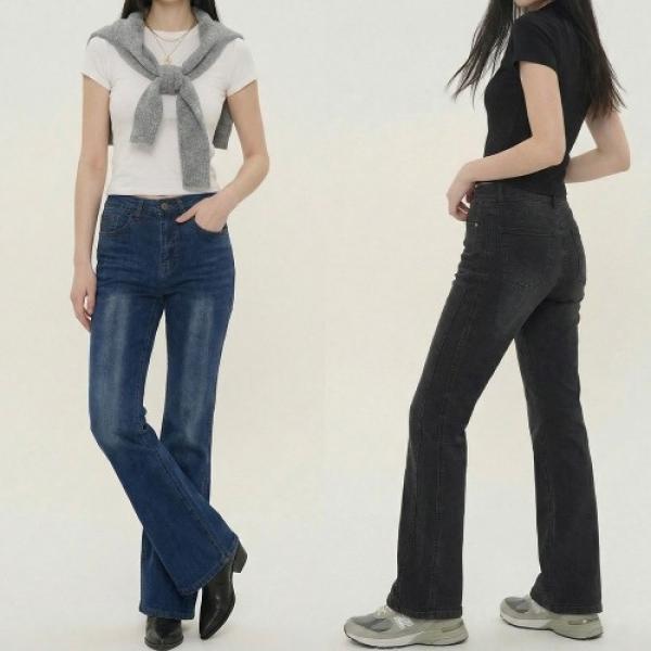 사이드 절개 롱 부츠컷 스판 데님팬츠