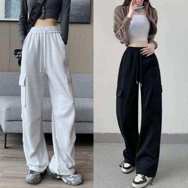 가을 신상 여자 여성 데일리 밴딩 와일드 핀턱 카고 트레이닝복 팬츠