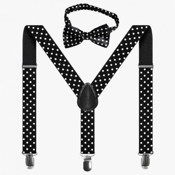 땡땡이 어린이 멜빵 블랙