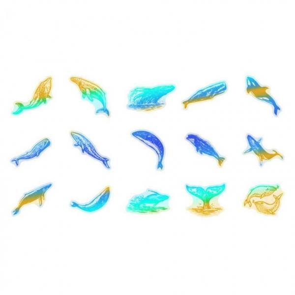 PET 반투명 홀로그램 스티커 고래