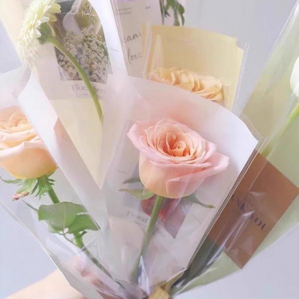 한송이 꽃 포장지 플로드지 꽃다발 비닐 포장 50매