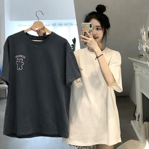 2컬러 프린팅 여성 라운드 반팔 티셔츠 LK-T14