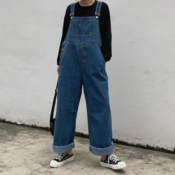 와이드 데일리 여성 데님 오버롤 팬츠 LED-889